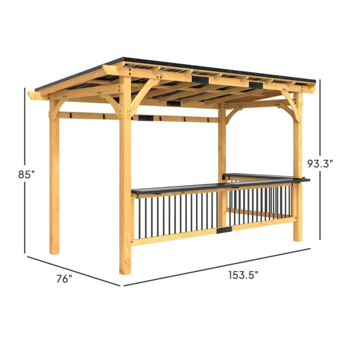 6X13FT Premium Outdoor Hardtop Wooden BBQ Grill Gazebo