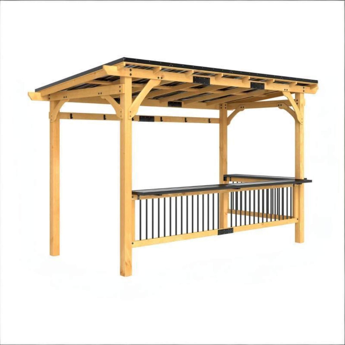 6X13FT Premium Outdoor Hardtop Wooden BBQ Grill Gazebo