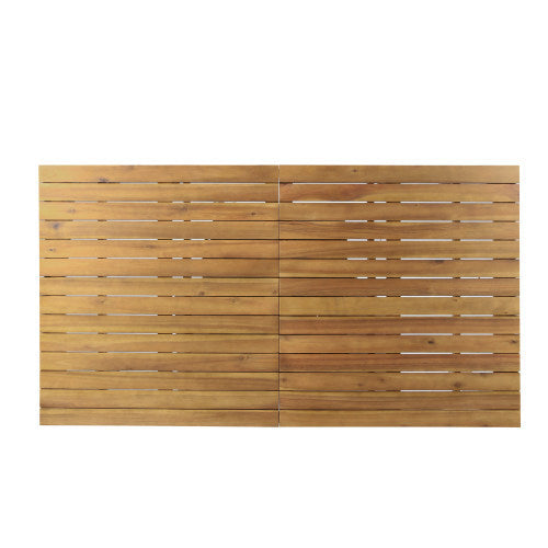 7 Pieces Acacia Wood Outdoor Dining Set with 6 Chairs and Large Table