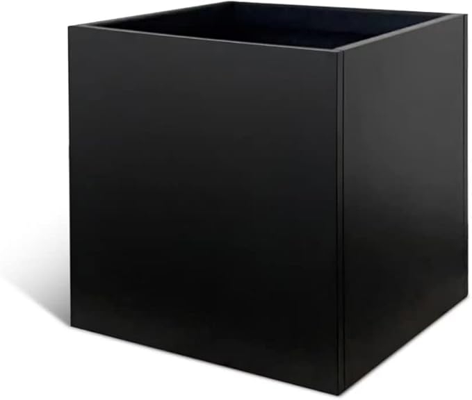 Galvanized Steel Planter Box Black Metal Planter Large Square Indoor Outdoor Planters Cube Steel Heavy Duty Flower Pot 32Inch Powder Coating Modern Commercial Residential for Patio, Deck, Yard, Garden