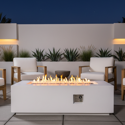 Outdoor Rectangle Propane Fire Pit Table 60inch, White