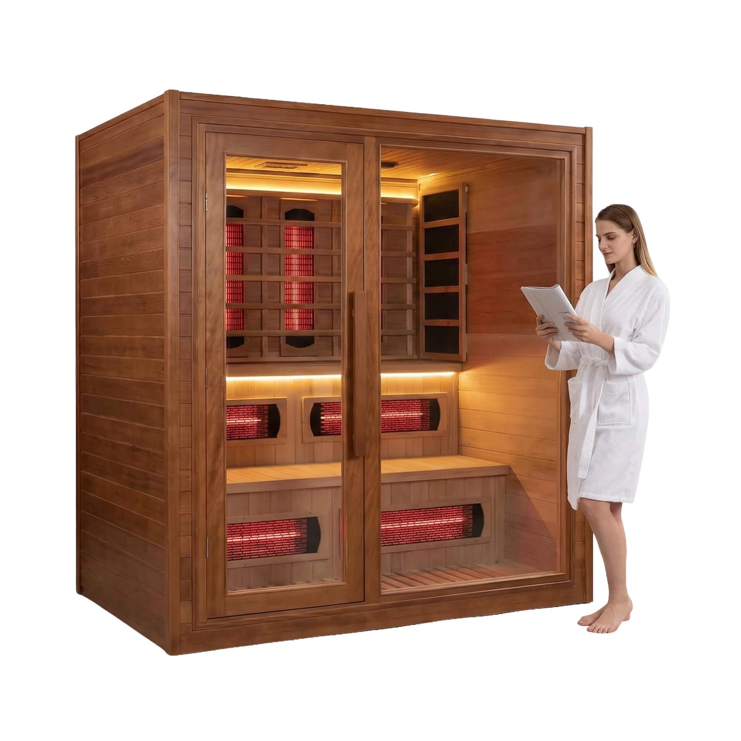 Rövia Elvaria 4-Person Indoor Canadian Red Cedar Infrared And Steam Sauna With 6KW Harvia Heater (SAK93528)