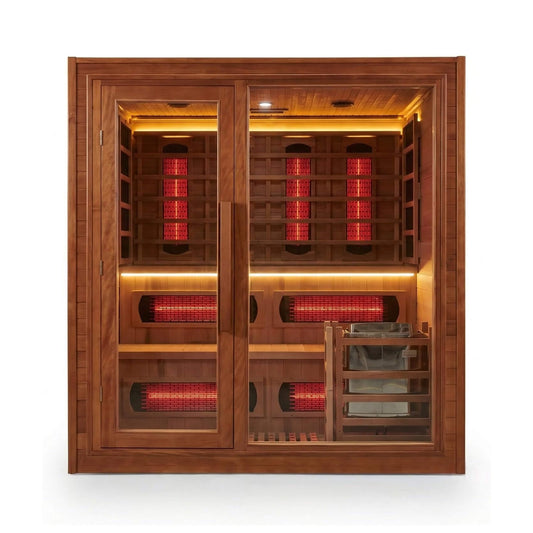 Rövia Elvaria 4-Person Indoor Canadian Red Cedar Infrared And Steam Sauna With 6KW Harvia Heater (SAK93528)