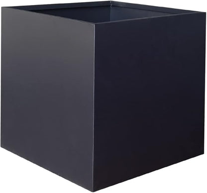 Galvanized Steel Planter Box Black Metal Planter Large Square Indoor Outdoor Planters Cube Steel Heavy Duty Flower Pot 32Inch Powder Coating Modern Commercial Residential for Patio, Deck, Yard, Garden