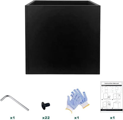 Galvanized Steel Planter Box Black Metal Planter Large Square Indoor Outdoor Planters Cube Steel Heavy Duty Flower Pot 32Inch Powder Coating Modern Commercial Residential for Patio, Deck, Yard, Garden