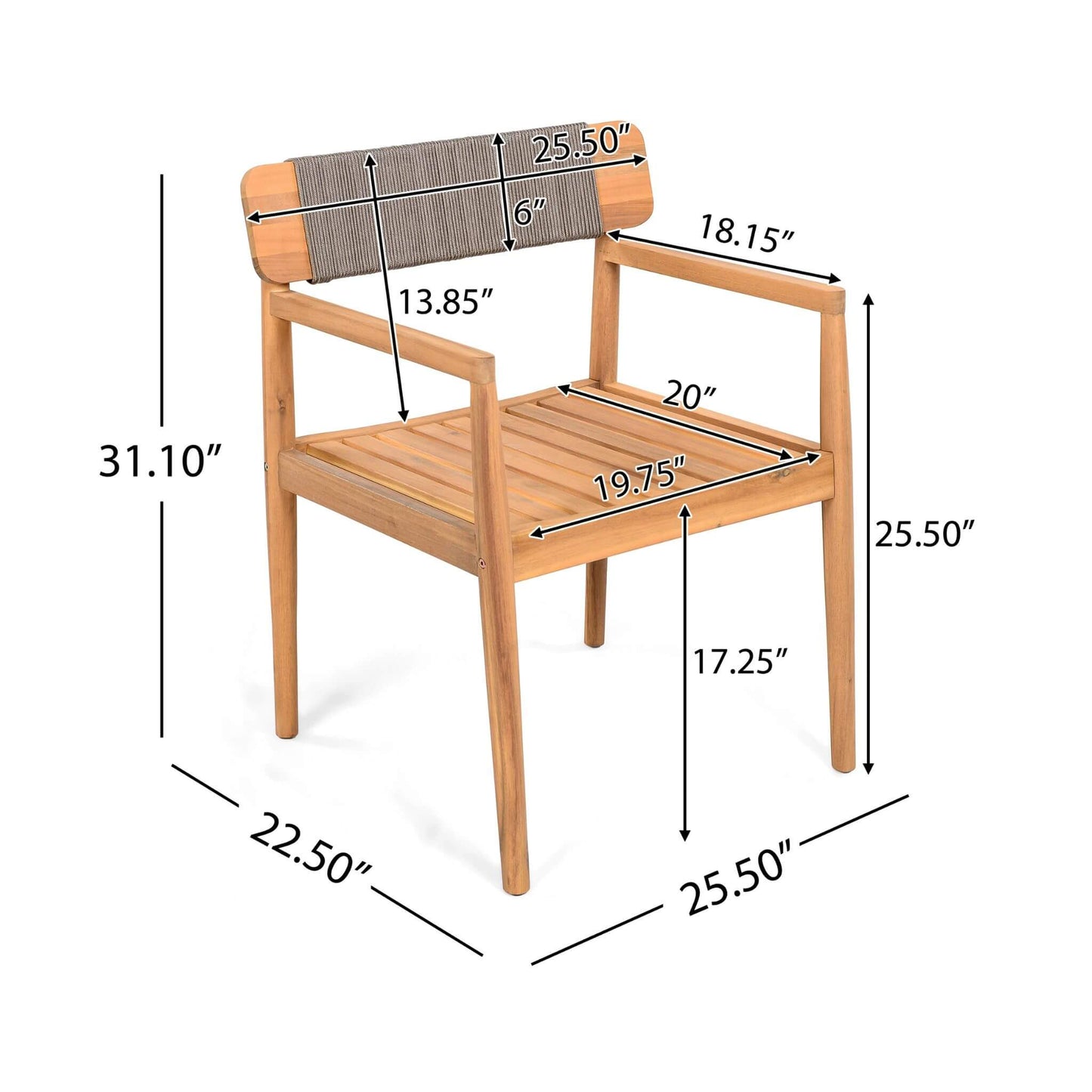 Alora Premium 5-Piece Acacia Wooden Outdoor Furniture Patio Set With Dining Chairs And Table (SAK70445)