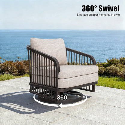Asheville 5-Piece Aluminum Outdoor Swivel Conversation Set