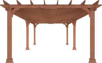 MUPATER 12x24 FT Wooden Pergola, All Cedar Wood Pergola Kit with Stakes, Quality Supported Structure, All-Season Durability, Snow and Wind Supported, Outdoor Shade for Backyard, Deck, Lawn, Patio