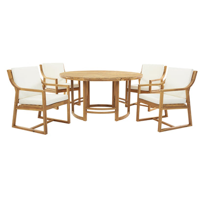 Outdoor Dining Set 5-Piece Patio Table And Chairs Set with Umbrella Hole