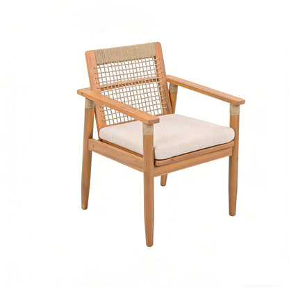 7 Pieces Acacia Wood Outdoor Dining Set with Cushions