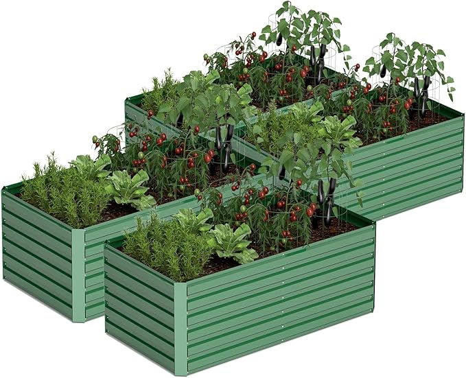 6x3x2 ft Raised Garden Bed, Large Metal Planter Raised Beds, Planters for Outdoor Plants for Vegetables, Flowers, Herbs, Fruits, and Succulents.(4 Pcs)