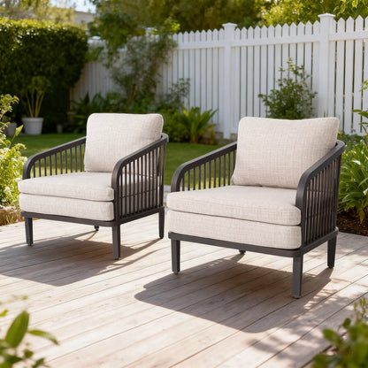 Asheville 4-Piece Aluminum Patio Deep Sofa Set With Sintered Stone Tables