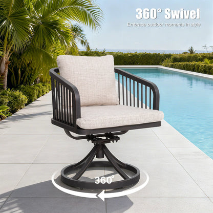 Asheville Patio Rectangular Dining Table and 6 Swivel Chair