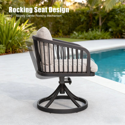 Asheville 7 Pieces Patio Round Dining Set With Swivel Rocking Chair
