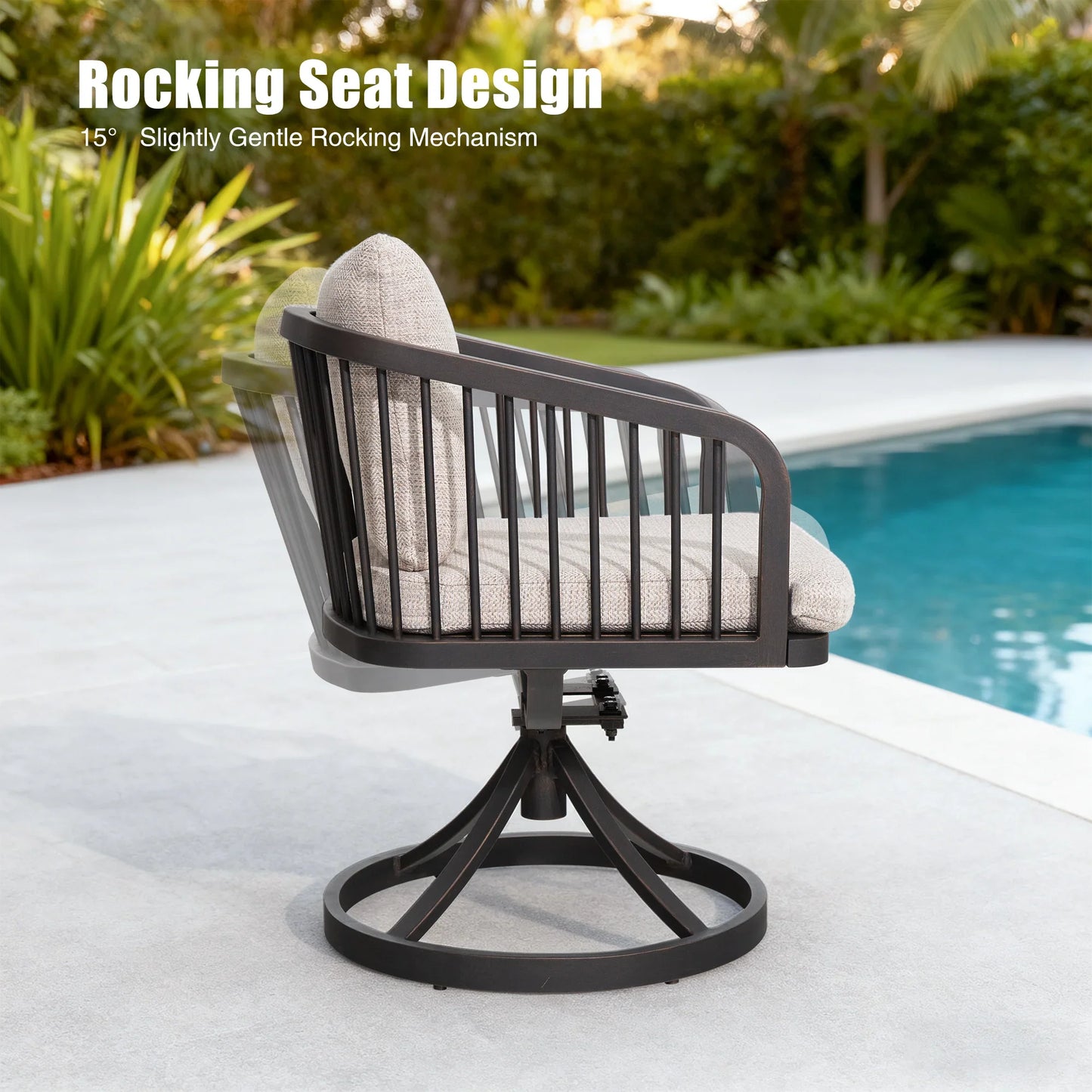 Asheville Patio Rectangular Dining Table and 6 Swivel Chair