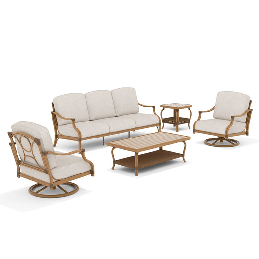 Arcadia 5 Pieces Patio Furniture Sets With Swivel Chairs