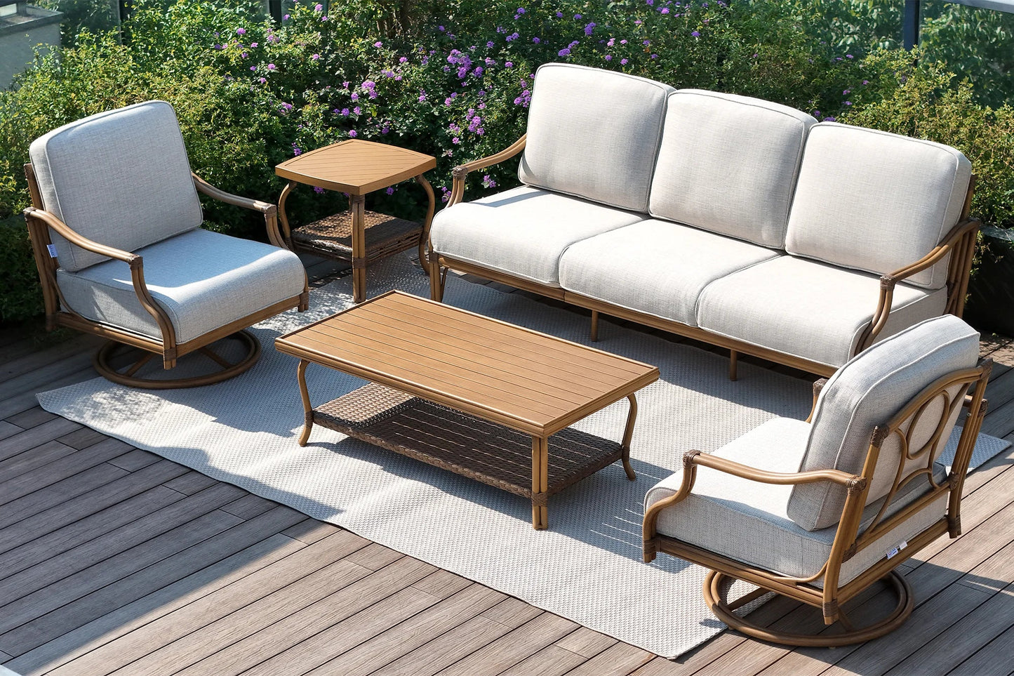 Arcadia 5 Pieces Patio Furniture Sets With Swivel Chairs