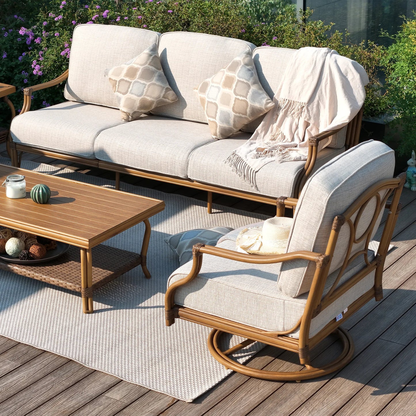 Arcadia 5 Pieces Patio Furniture Sets With Swivel Chairs