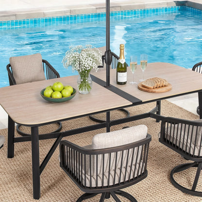Asheville Patio Rectangular Dining Table and 6 Swivel Chair