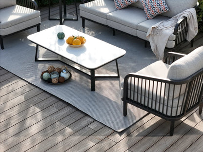 Asheville 4-Piece Aluminum Patio Deep Sofa Set With Sintered Stone Tables