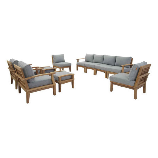 Marina 10-Piece Teak Outdoor Patio Set - Grey Finish by Patio Elegance