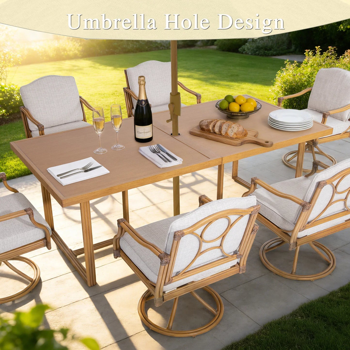 Arcadia 6 Person Patio Aluminum Rectangular Dining Set