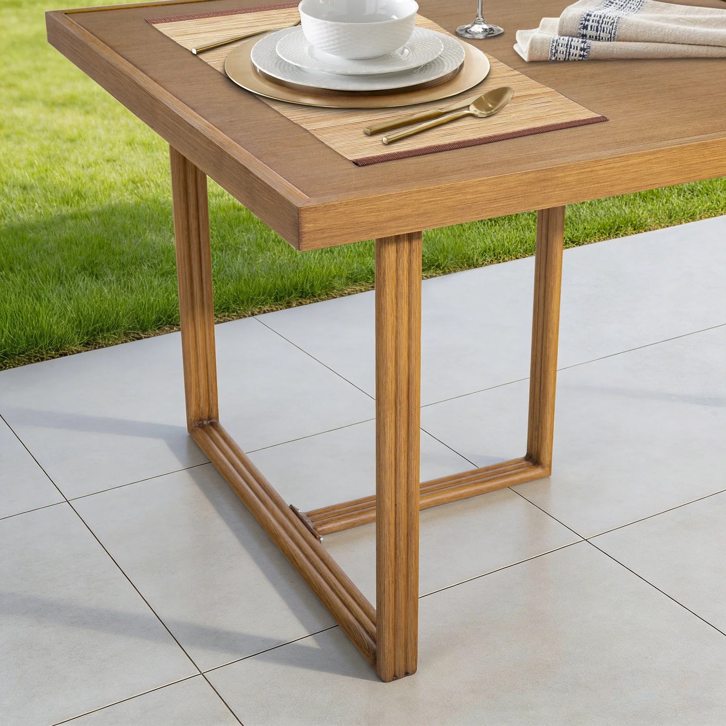 Arcadia Weather-Resistant Outdoor 84"L Dining Table and 6 Armchair