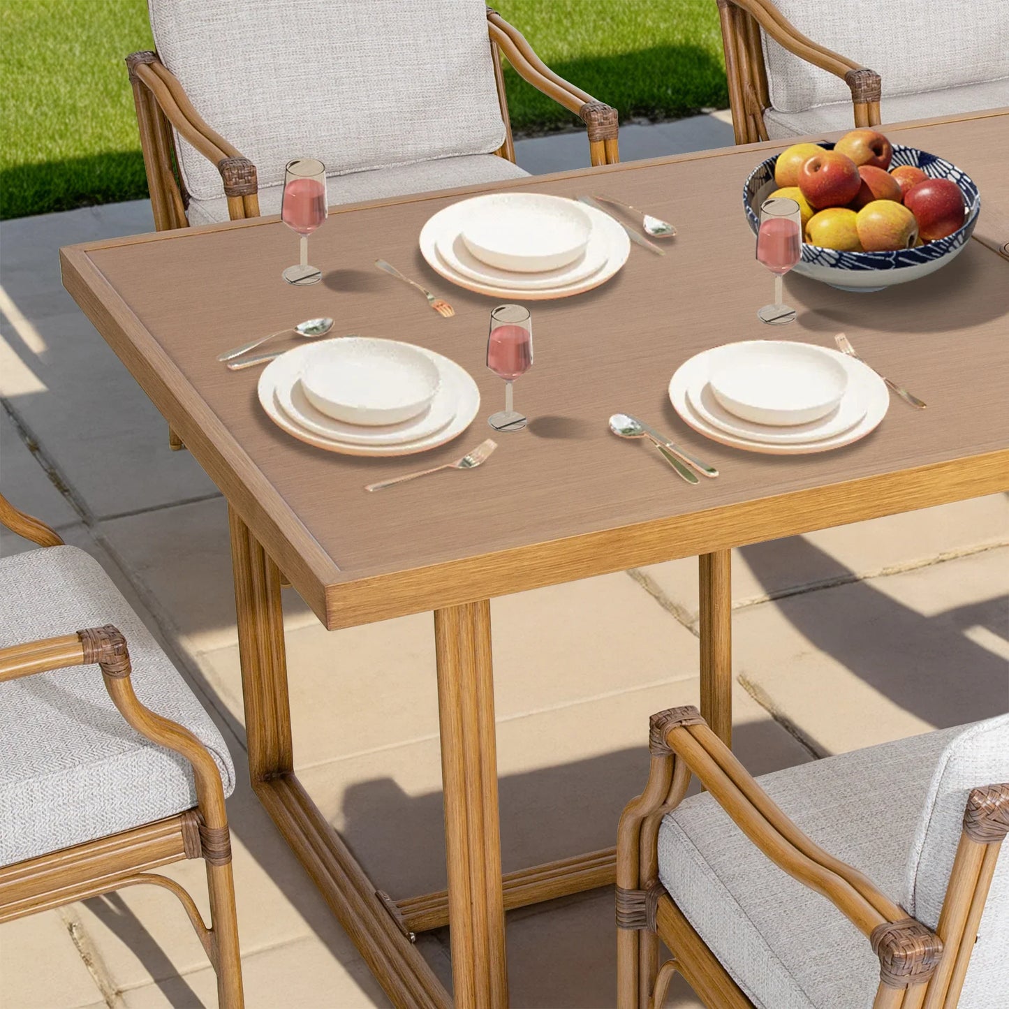 Arcadia 7 Piece Outdoor Dining Set With Swivel Chair