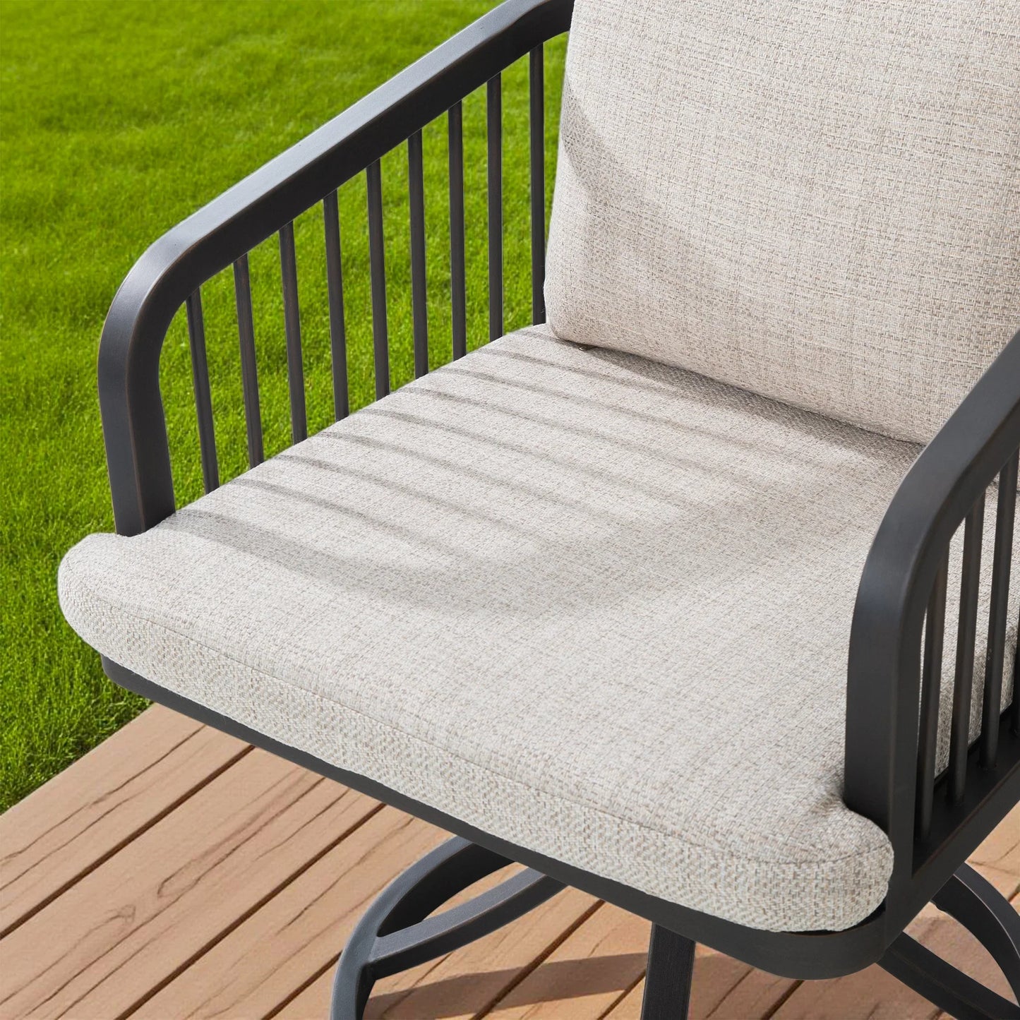 Asheville 7 Pieces Patio Round Dining Set With Swivel Rocking Chair