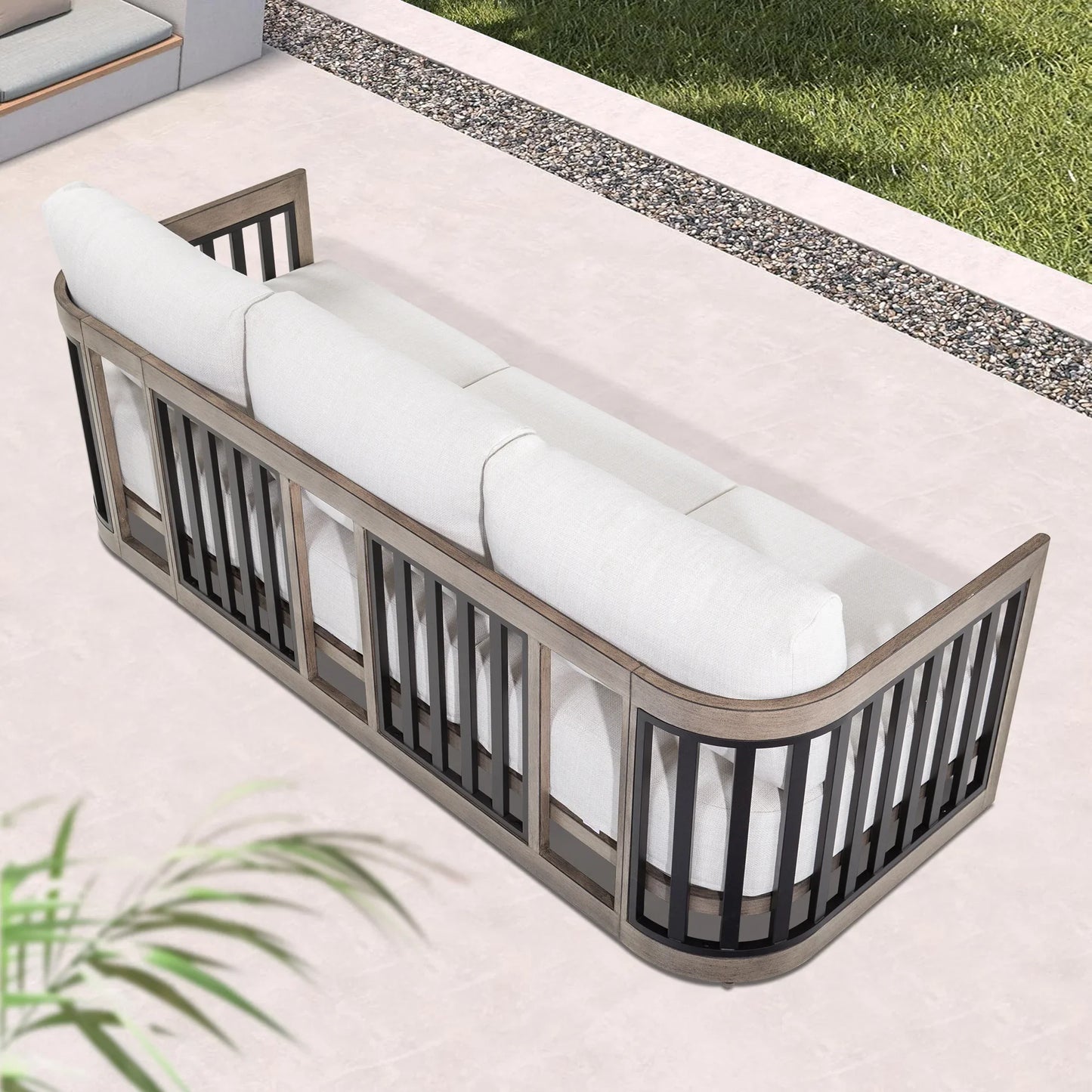 Sereno 4 Pieces Patio Sofa Set With Fixed Chairs and Round Coffee Table