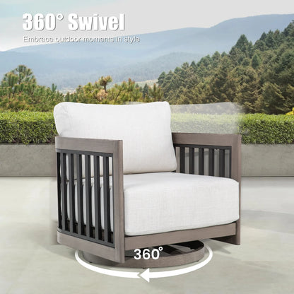 Sereno 4-Person Patio Swivel Chair Set With Round Coffee Table