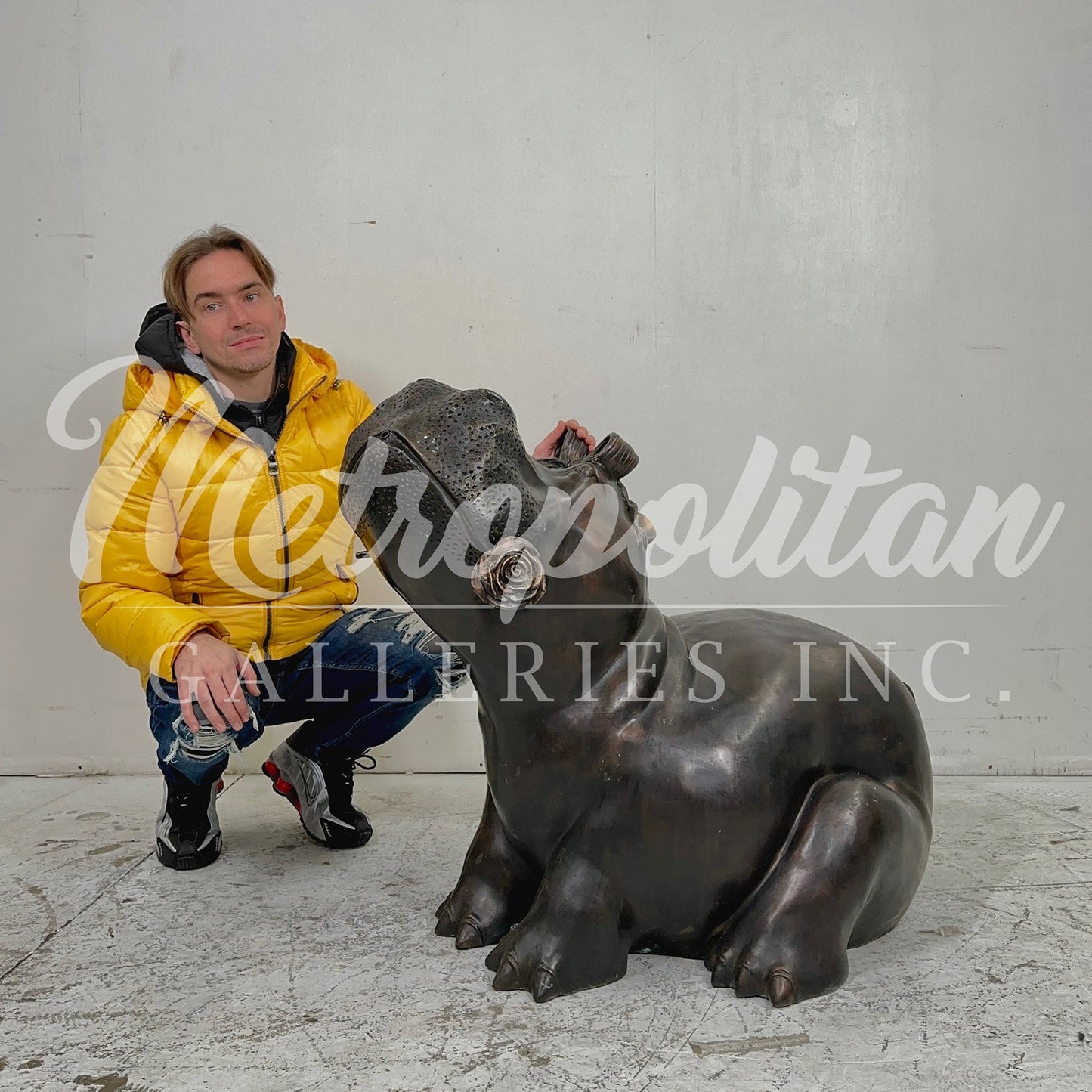 Bronze 'Princess Bella' Hippopotamus Fountain Sculpture