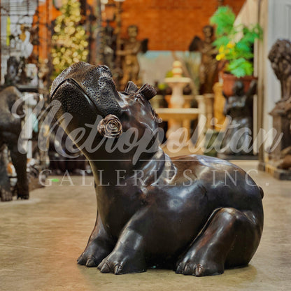 Bronze 'Princess Bella' Hippopotamus Fountain Sculpture