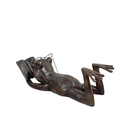 Frog Reading Book Bronze Fountain Statue