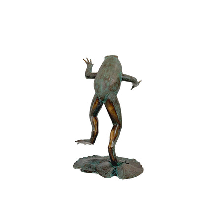 Large Jumping Frog Bronze Fountain Statue