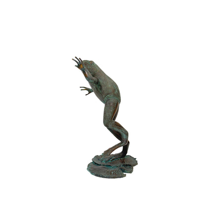 Large Jumping Frog Bronze Fountain Statue