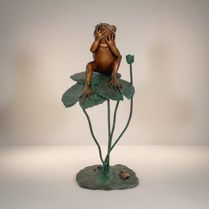 Frog on Lotus Leaf Bronze Fountain Statue
