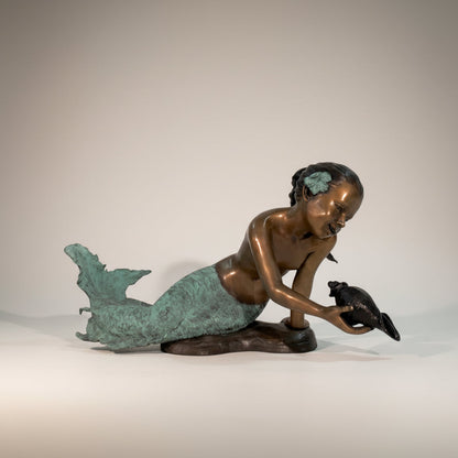 Little Girl Mermaid Fountain Bronze Statue