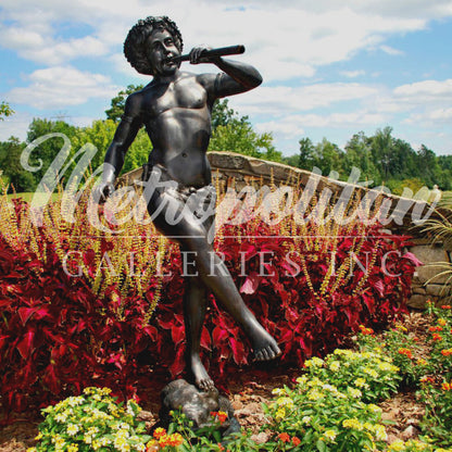 Classical Boy with Flute Bronze Fountain Statue