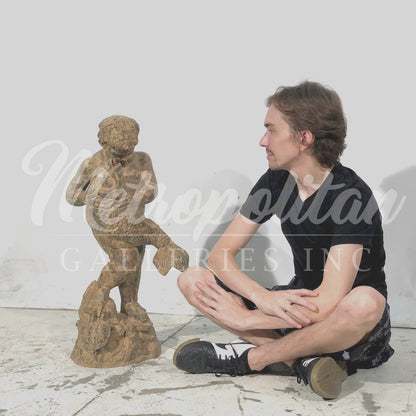 Putto holding Fish Bronze Fountain Statue
