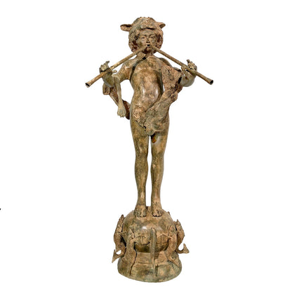 Boy with Panpipes on Fish Base Bronze Fountain