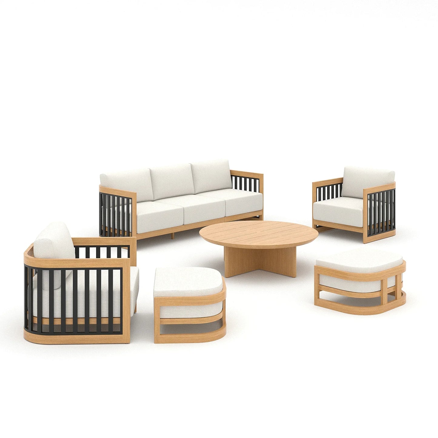 Sereno 6-Pieces Patio Club Lounge Chair Set with 2 Ottoman