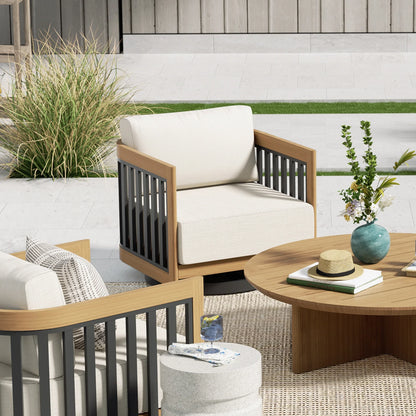 Sereno Outdoor Sofa and 2 Chairs with Round Coffee Table