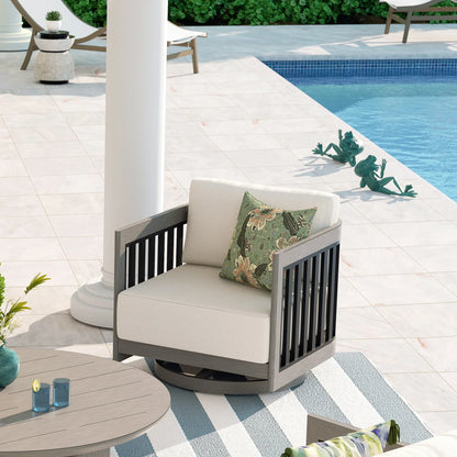 Sereno 4-Person Patio Swivel Chair Set With Round Coffee Table