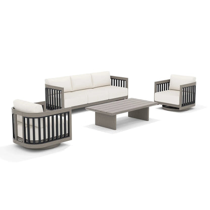 Sereno Patio Furniture Sofa Set with Swivel Chairs
