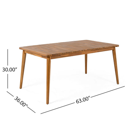 Outdoor Dining Set with Acacia Wood Table and 4 Chairs, Beige