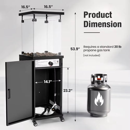 41,000 BTU Propane Patio Heater with Wheels & Cover, CSA Certified Outdoor Heater with Lockable Wheels for Backyard, Balc
