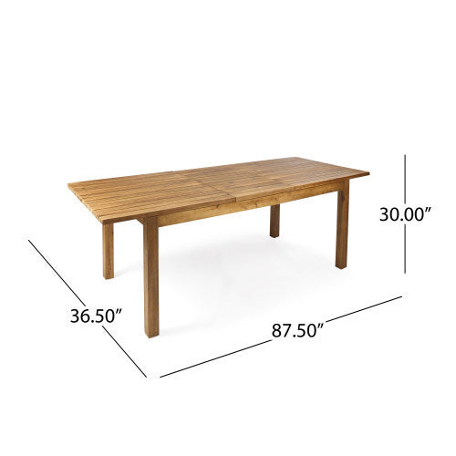 7 Pieces Acacia Wood Outdoor Dining Set with Cream Cushions