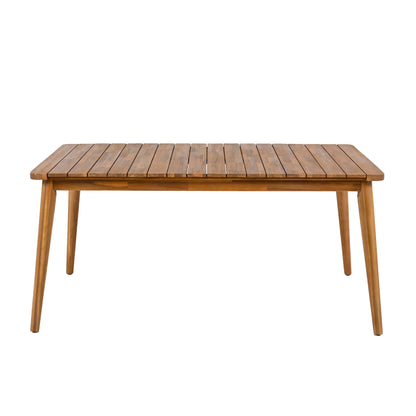 Outdoor Dining Set with Acacia Wood Table and 4 Chairs, Beige