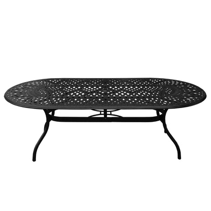Outdoor Aluminum 9pc Large Oval Patio Dining Set Eight Chairs